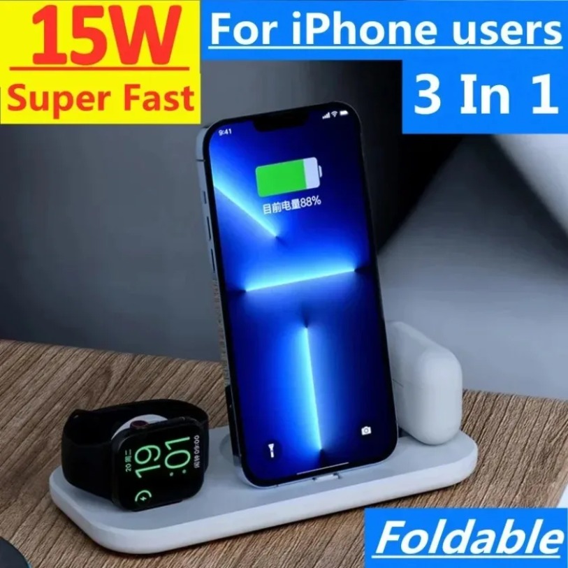 شاحن لاسلكي 3 في 1 مع قاعدة شح - مراجعة Smartwatch X12 وسعره