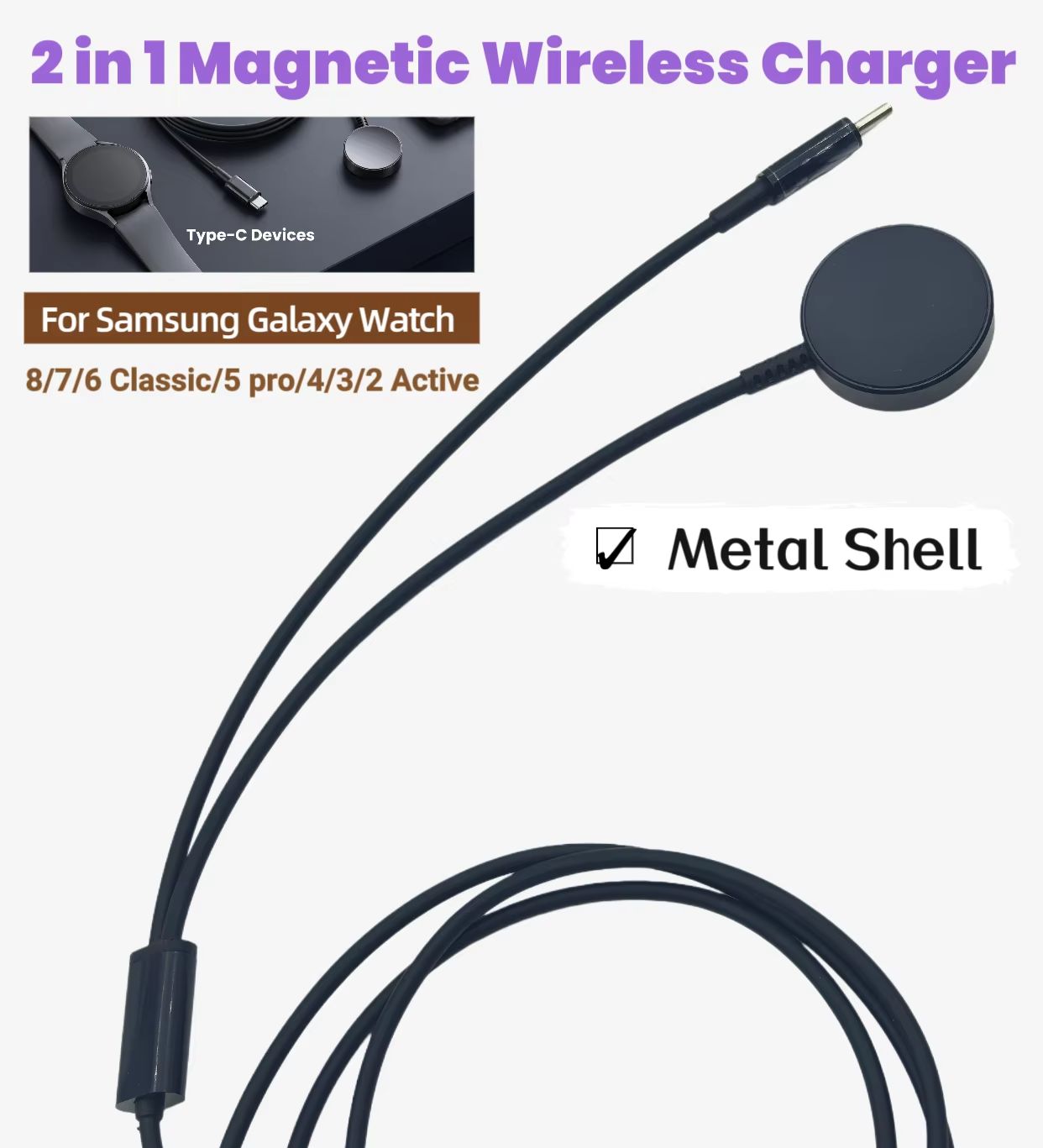 كابل شحن مغناطيسي لاسلكي معدني - مراجعة Watch Charger Cable وسعره