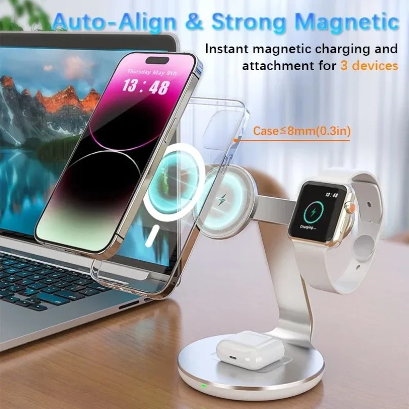 شاحن لاسلكي 3 في 1 مع حامل دوا - مراجعة Watch Charger Cable وسعره