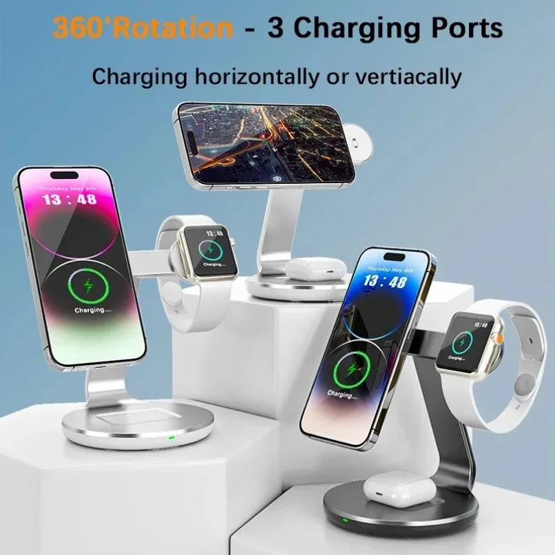 شاحن لاسلكي 3 في 1 مع حامل دوا - مراجعة Watch Charger Cable وسعره